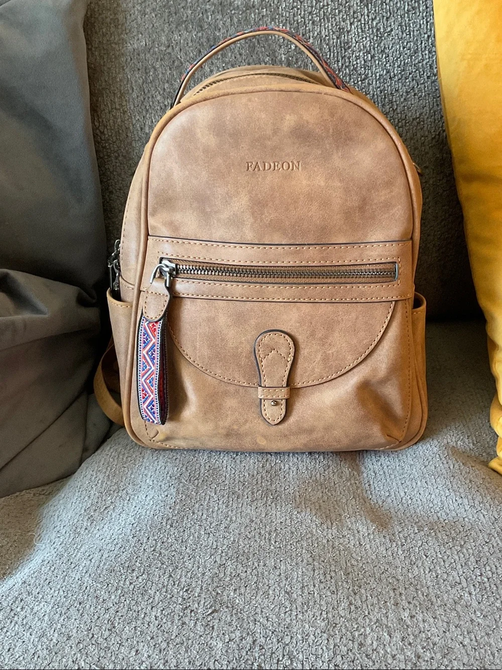 Fadeon Tan Leatherette Men's Backpack - Casual Everyday Bag